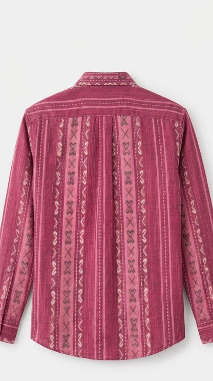 Pink pattern strip shirt.
