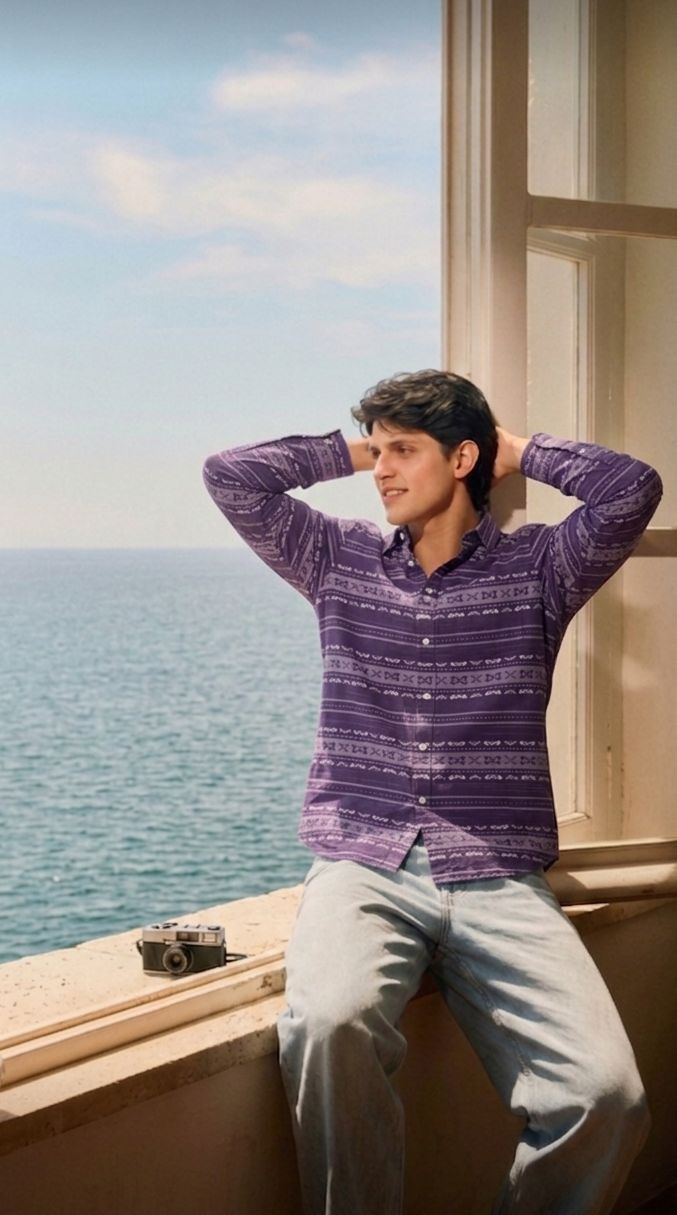 purple classic pattern shirt