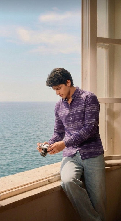 purple classic pattern shirt