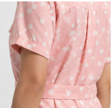 Elegant Pink Polka Dot Midi Dress